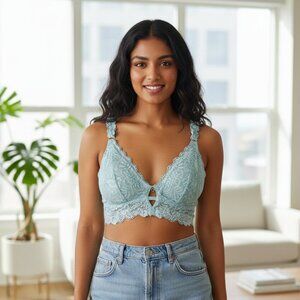 170. Aerie Aqua Lace Bralette – Size Medium, Soft & Stretchy Fit